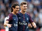 Thomas Meunier (vpravo) a Edinson Cavani z Paris Saint-Germain oslavují gól v...