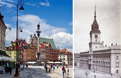 Zámecké námstí se sloupem krále Zikmunda III. v polské Varav