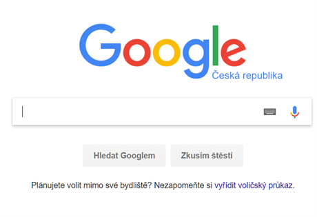 Google.cz na své domovské stránce pipomíná volim, kde si vyídit volební...