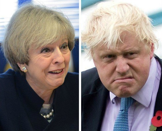Theresa Mayová a Boris Johnson. Nejvýraznější tváře Konzervativní strany.