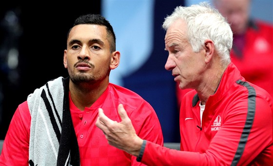 Nick Kyrgios spolu s Johnem McEnroem na Laver Cupu.