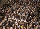 Barcelona: Demonstrace proti zásahu panlské policie bhem referenda o...