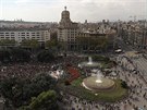 Barcelona: Demonstrace proti zásahu panlské policie bhem referenda o...