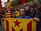 Barcelona. Protesty proti policejnímu zásahu bhem katalánského referenda o...