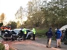 Dopravn� nehoda mezi obcemi Nelahozeves a Velvary (3. ��jna 2017).