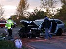 Dopravní nehoda mezi obcemi Nelahozeves a Velvary (3. íjna 2017).