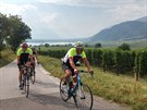 Parta cyklist na výlet kousek od jezera Caldaro