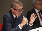 Pedseda ANO Andrej Babi na pedvolební diskusi poádané Hospodáskou komorou