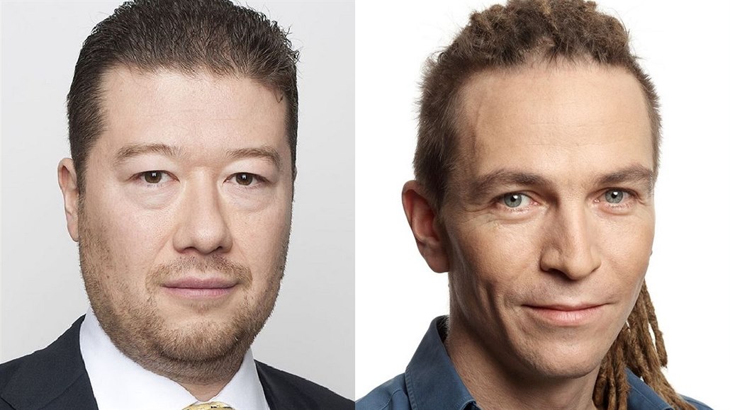 Líd�i Tomio Okamura (SPD) a Ivan Barto� (Piráti) by mohli své strany dovézt k...