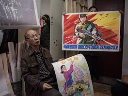 Nejslavnj severokorejsk obrazy a plakty vznikaj ve studiu Mansudae.