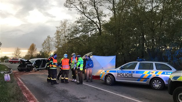 Dopravn nehoda mezi obcemi Nelahozeves a Velvary (3. jna 2017).