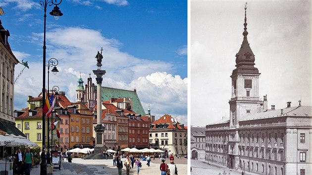 Zámecké námstí se sloupem krále Zikmunda III. v polské Varav