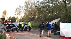 Dopravní nehoda mezi obcemi Nelahozeves a Velvary (3. íjna 2017).