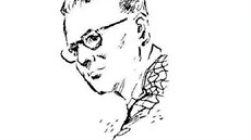 Arthur C. Clarke na kresbě, která doprovázela jeho povídku v časopise Amazing...
