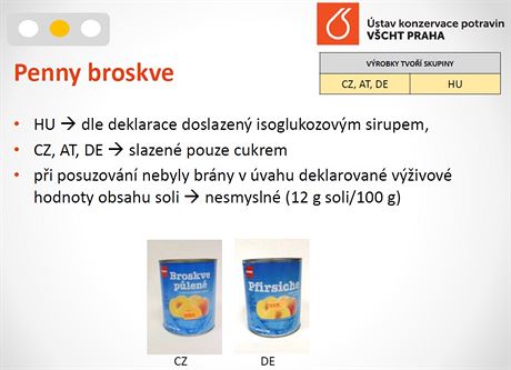 Srovnn kvality potravin. Penny broskve.