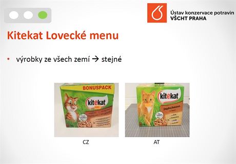 Srovnn kvality potravin. Kitekat Loveck menu.
