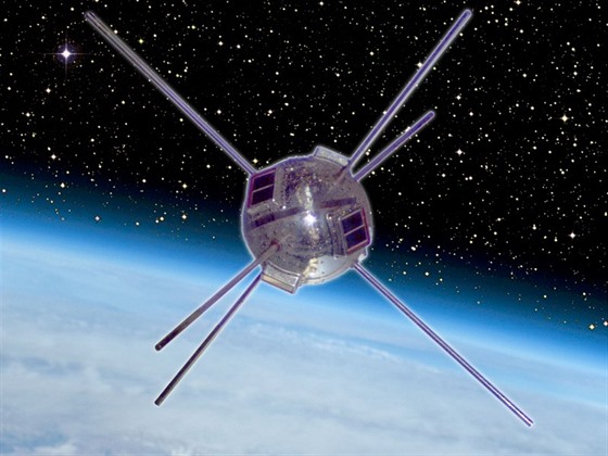 Ilustrace družice Vanguard 1 na oběžné dráze