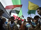 Palestinci v Gaze oslavují usmíení mezi Hamasem a Fatahem (12. íjna 2017)