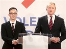 Moderátory volební superdebaty iDNES.cz a MF DNES jsou Vladimír Vokál (vlevo) a...