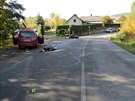 Stet motorkáe s osobním autem v Lichkov skonil vánými zranními...