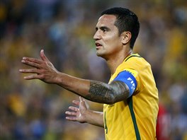 Kapitán fotbalist Austrálie Tim Cahill bhem kvalifikaního utkání proti Sýrii.