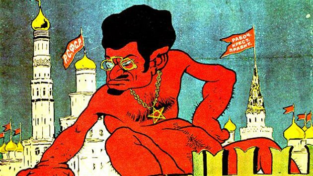 Lev Trockij na bělogvardějské karikatuře