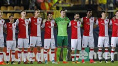 Fotbalisté Slavie p�ed zápasem na p�d� Villarrealu.