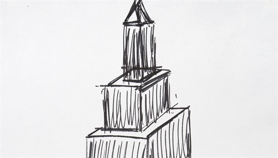 Kresba Empire State Building, kterou v 90. letech stvořil Donald Trump