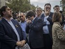Katalánský premiér Carles Puigdemont na plmilionové demonstraci v Barcelon...