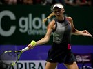 Tenistka Caroline Wozniacká bhem druhého utkání na Turnaji mistry.