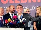 Andrej Babi na tiskové konferenci hnutí ANO k výsledkm voleb do Poslanecké...