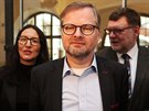Vyjednavai ODS Alexandra Udenija, Petr Fiala a Zbynk Stanjura po jednání s...