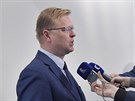 Předseda lidovců Pavel Bělobrádek hovoří s novináři po jednání předsednictva...