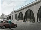 Vizualizace projektu oivující prostor pod Negrelliho viaduktem.