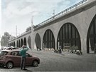 Vizualizace projektu o�ivuj�c� prostor pod Negrelliho viaduktem.