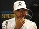 Lewis Hamilton z Mercedesu ped Velkou cenou Mexika formule 1.