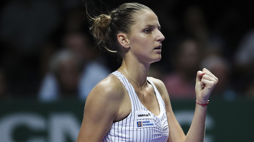 Tenistka Karolína Plí�ková b�hem semifinále Turnaje mistry�.