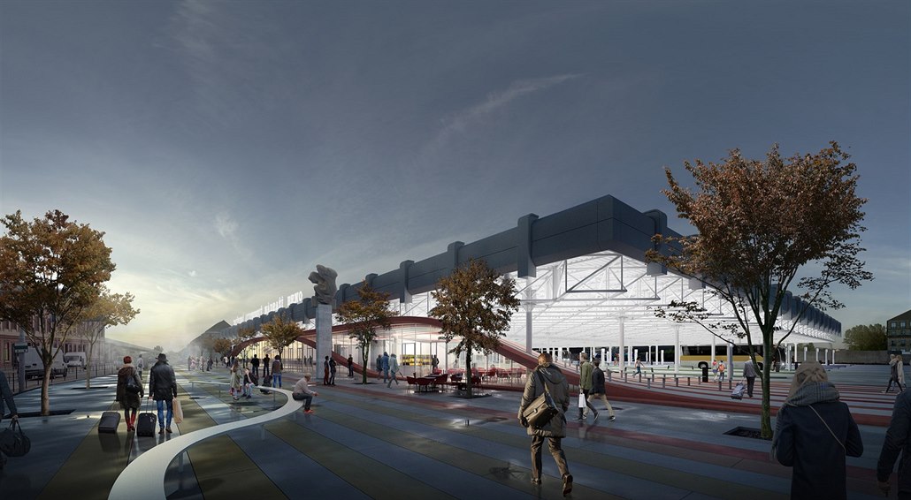 Vizualizace přibližující, jak by mělo v budoucnu vypadat autobusové nádraží...