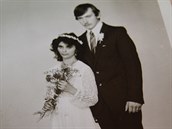 Štefan Svitek s manželkou na svatební fotografii