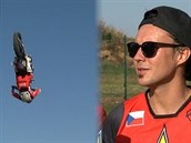 Freestyle motokrosař Libor Podmol ukáže divákům nový trik - salto dopředu.