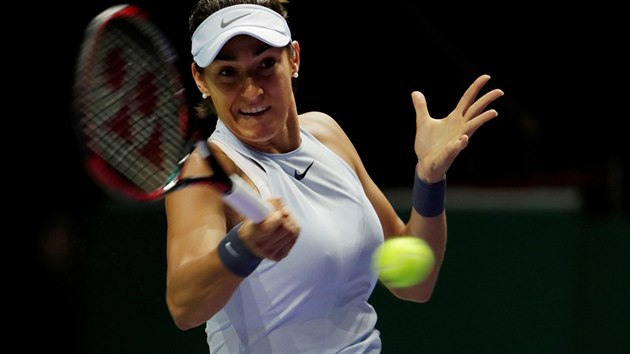Tenistka Caroline Garciaov bhem druhho utkn na Turnaji mistry.