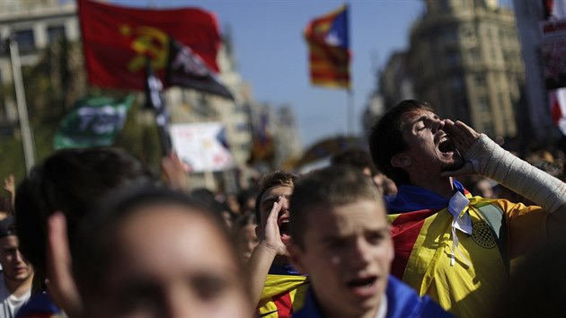 Studentsk protesty v Barcelon (26. jna 2017)