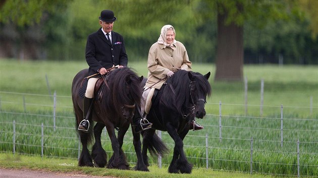 Fotografov zachytili krlovnu Albtu II. pi vyjce v zmeckm parku ve Windsoru. (12. kvtna 2015)