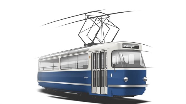 Skica tramvaje T3  podle designrky Anny Mareov