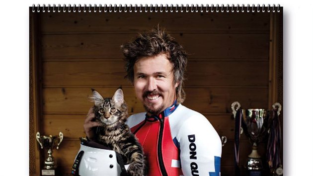 Ondřej Bank, alpský lyžař, mnohonásobný mistr České republiky, olympionik. (Charitativní kalendář Můj život s kočkou 2018)