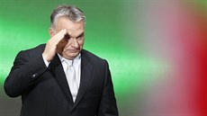 Maarský premiér Viktor Orbán ení pi píleitosti 61. výroí budapeského...