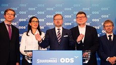 Pedseda ODS Petr Fiala hovoí na tiskové konferenci strany k výsledkm voleb...