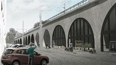 Vizualizace projektu oivující prostor pod Negrelliho viaduktem.