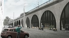 Vizualizace projektu oivujícího prostor pod Negrelliho viaduktem