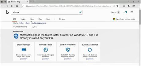 Vyhledání instalce prohlíee Google Chrome prostednictvím MS Edge.